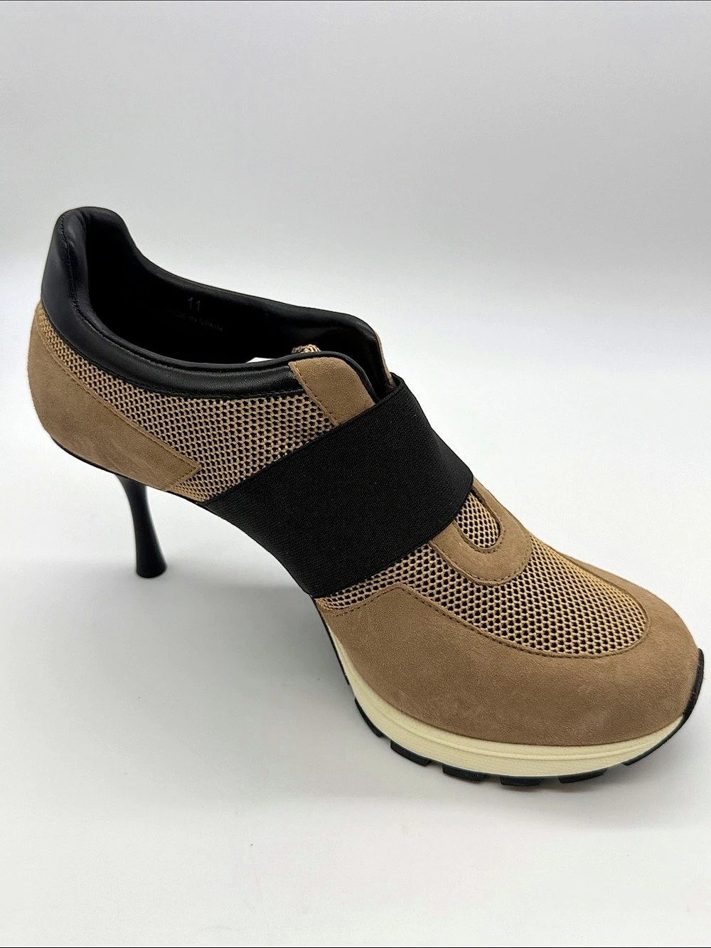 Sneex by Sara Blakely Platform Mesh Elastic Strap Stiletto Sneaker Heels. NWT